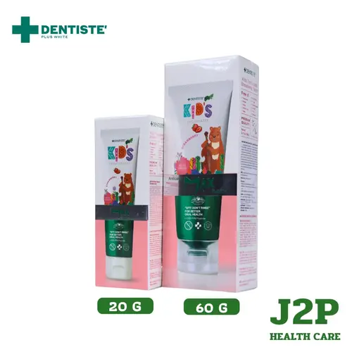 Dentiste' Kids Toothpaste Strawberry ยาสีฟันเด็กแปรงแห้ง กลิ่นสตรอว์เบอร์รี ฟลูออไรด์ 1000 PPM  (20g / 60g)